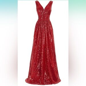 Elegant Red Sequin Maxi Dress